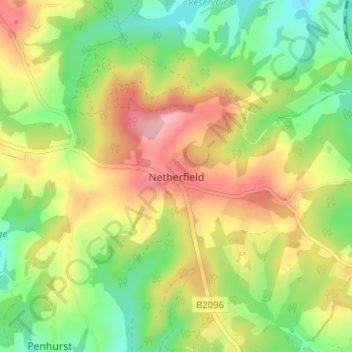 Netherfield地形图、海拔、地势
