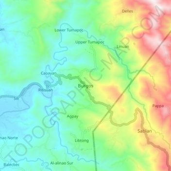 Burgos地形图、海拔、地势