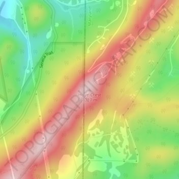 Hoye-Crest地形图、海拔、地势