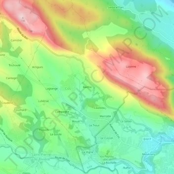 Barthe地形图、海拔、地势