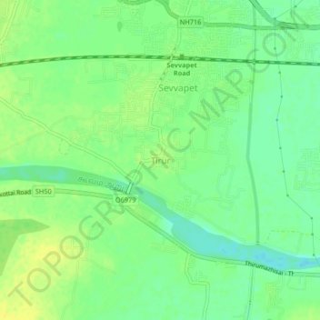 Tirur地形图、海拔、地势