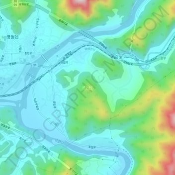 덕포리地形图、海拔、地势