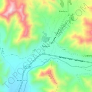 Pedregal地形图、海拔、地势