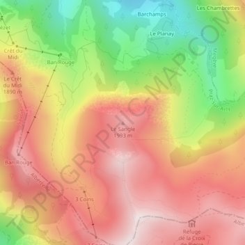 Le Sangle地形图、海拔、地势