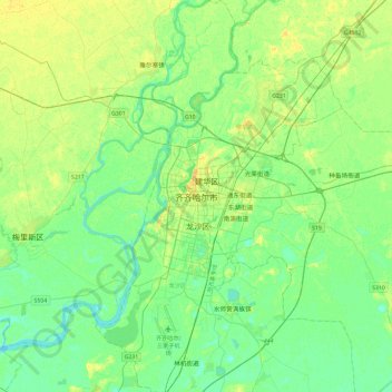 齐齐哈尔市地形图、海拔、地势