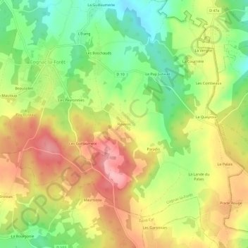 Roussis地形图、海拔、地势