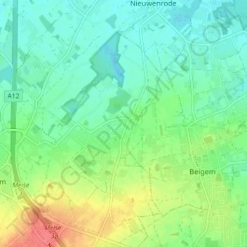 Eversem地形图、海拔、地势