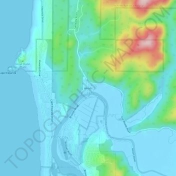 Woods地形图、海拔、地势