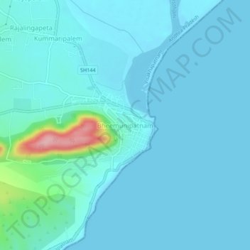 Bheemunipatnam地形图、海拔、地势