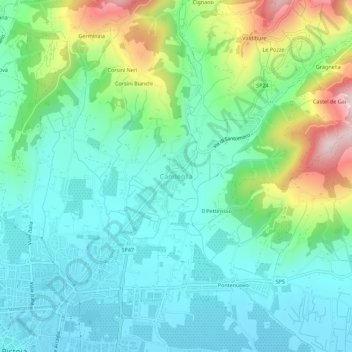 Candeglia地形图、海拔、地势