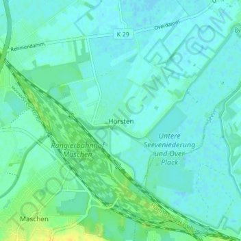 Hörsten地形图、海拔、地势