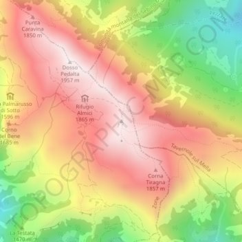 Monte Guglielmo地形图、海拔、地势