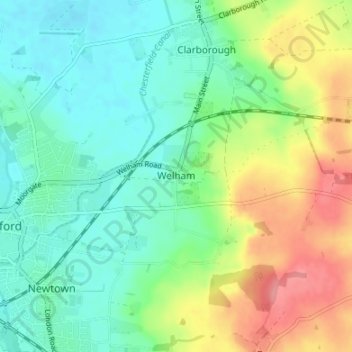 Welham地形图、海拔、地势