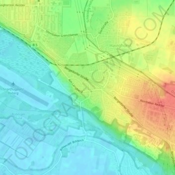 Boberg地形图、海拔、地势