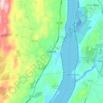 Marlboro地形图、海拔、地势