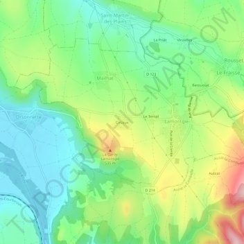 Circoux地形图、海拔、地势