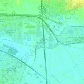 Località Aurno地形图、海拔、地势