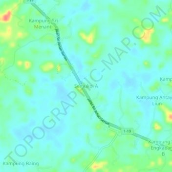 Semukoi A地形图、海拔、地势