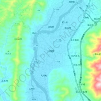 三圳镇地形图、海拔、地势
