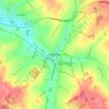 Bartlow地形图、海拔、地势