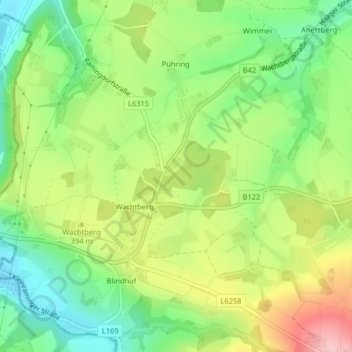 Wanzenöd地形图、海拔、地势