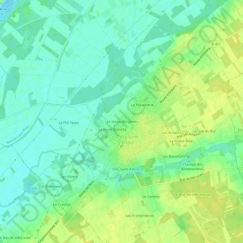 Les Hauts Bergerets地形图、海拔、地势
