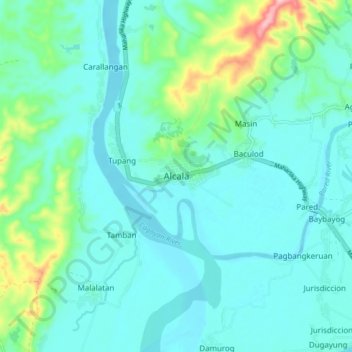 Alcala地形图、海拔、地势