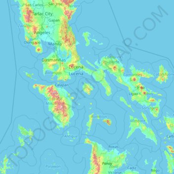 Marinduque地形图、海拔、地势