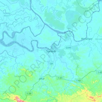 Sarikei地形图、海拔、地势