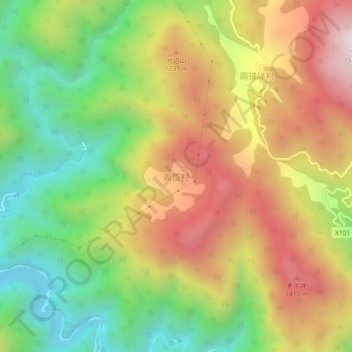 周岱村地形图、海拔、地势