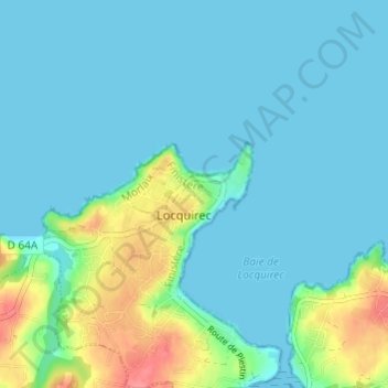 Pen Ar Run地形图、海拔、地势