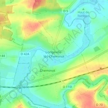 Longeville-lès-Cheminot地形图、海拔、地势