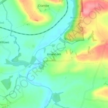 Howsham地形图、海拔、地势