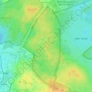 Edese Bos - Oost地形图、海拔、地势