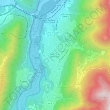 Saint-Pierre-de-Commiers地形图、海拔、地势