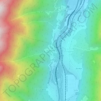 Le Grivolley地形图、海拔、地势