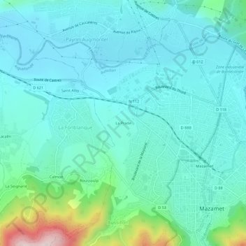 La Prade地形图、海拔、地势