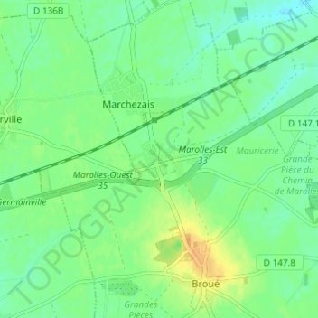 Marolles地形图、海拔、地势