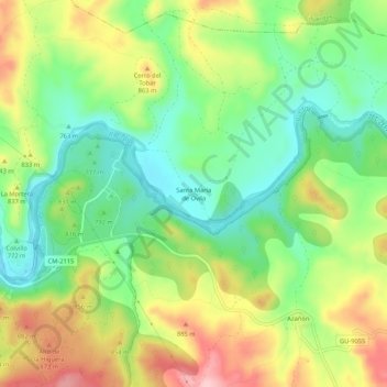Santa María de Ovila地形图、海拔、地势