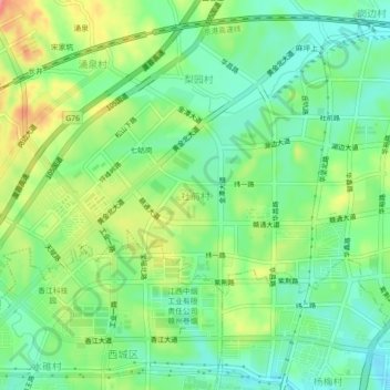 社前村地形图、海拔、地势