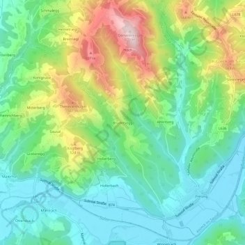 Brudersegg地形图、海拔、地势