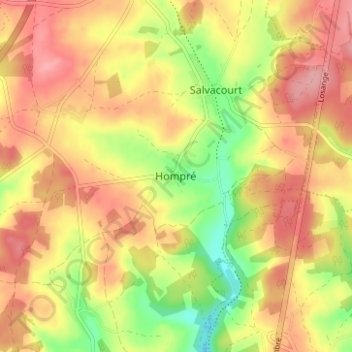 Hompré地形图、海拔、地势