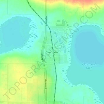 Clairmont地形图、海拔、地势
