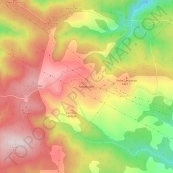 Foncebadón地形图、海拔、地势