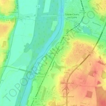 Chantier Blanc地形图、海拔、地势