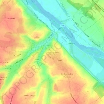 Clos des Fauvettes地形图、海拔、地势