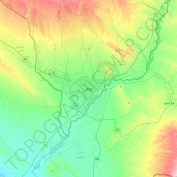 Kalar地形图、海拔、地势