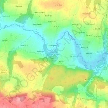 Moulin de Larré地形图、海拔、地势