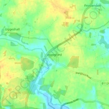 Wangford地形图、海拔、地势