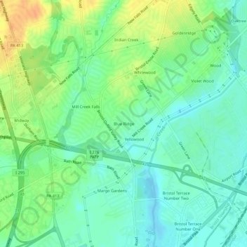 Blue Ridge地形图、海拔、地势